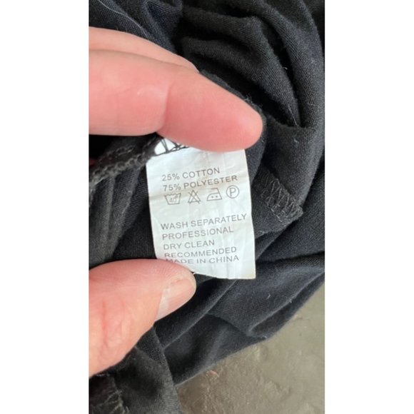 Women's Black Open Shoulder Dress, Knee Length, Hidden Pockets, XL - Picture 5 of 11